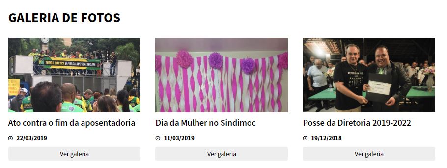 7. Acesso as galerias de fotos com os registros dos principais eventos organizados pelo nosso Sindicato: Posses, comemorações festivas e mobilizações.